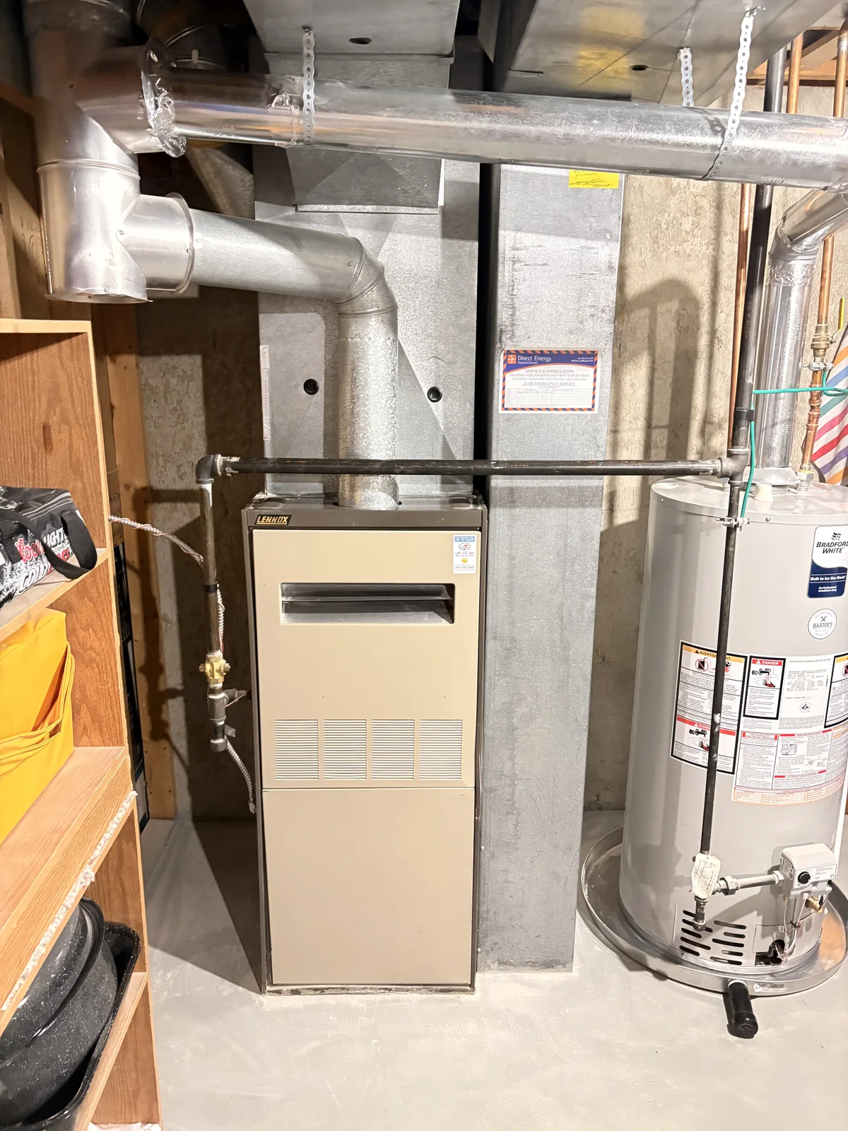 Furnace and hot water equipment inspected in a mechanical room