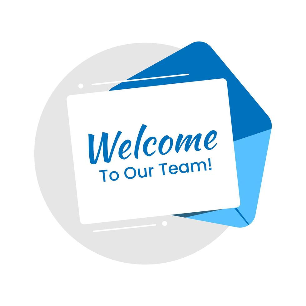 welcome to our team greeting card template on the open envelope concept illustration flat design editable eps10 vector